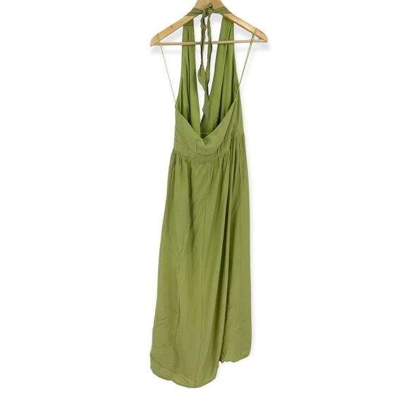 Lush Green Wrap Halter Tie Neck Long Dress with Pockets Size Large NWT - Picture 4 of 7